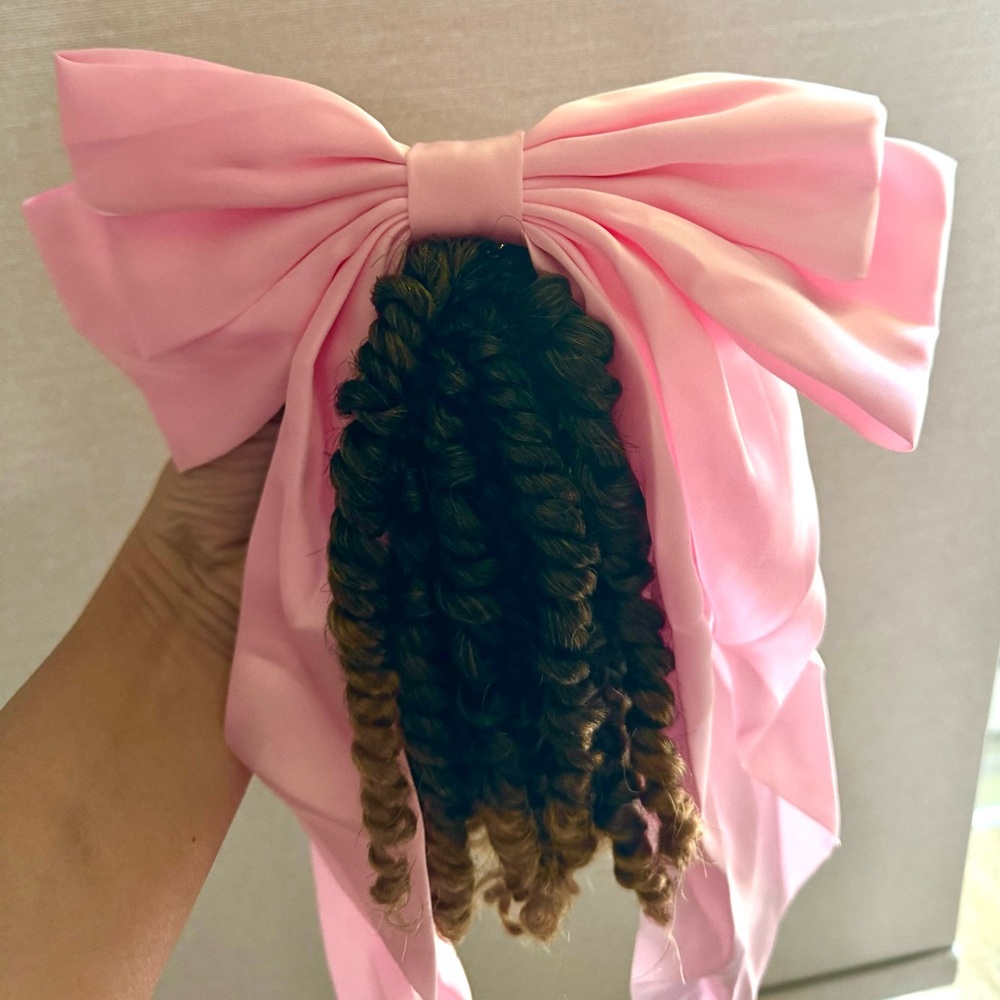 Customized girls hair braids with bow